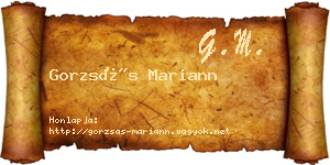 Gorzsás Mariann névjegykártya
